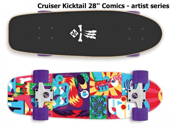 Skateboard STREET SURFING Cruiser Kicktail 28 Comics